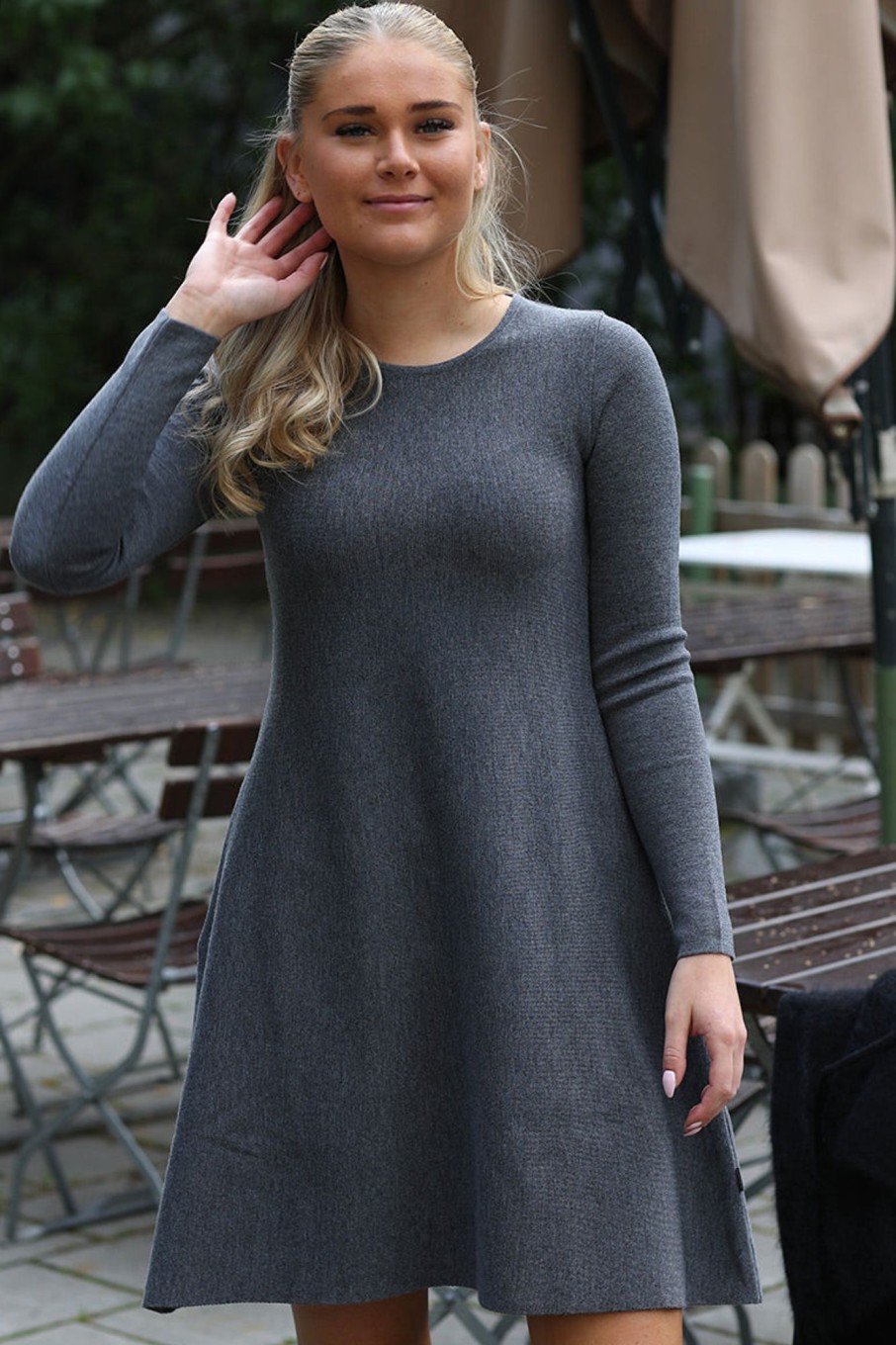 Klaer Ella u0026 il | Cecilie Merino Dress Grey Melange