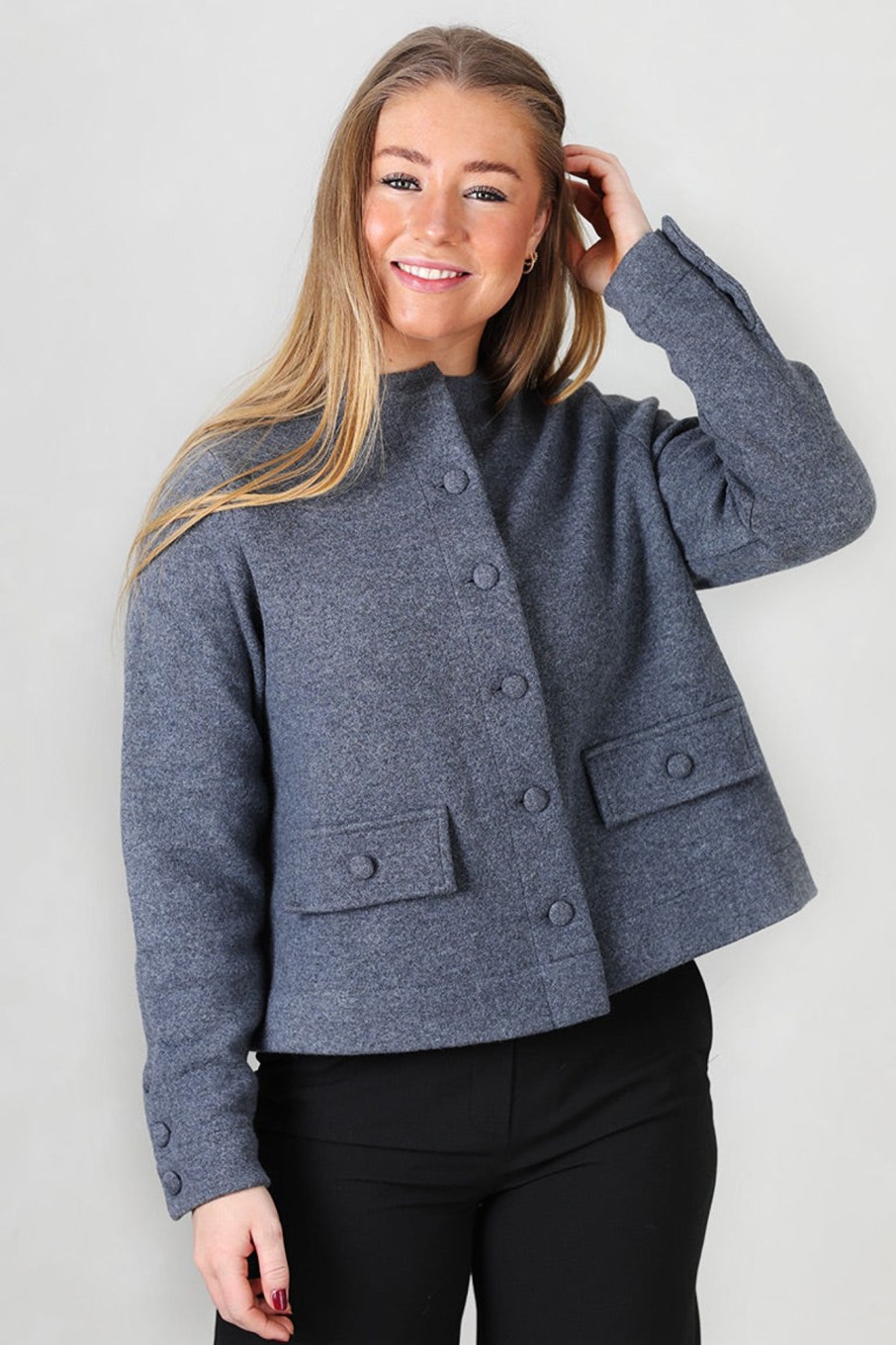 Klaer Ella u0026 il | Evita Merino Jacket Grey Melange