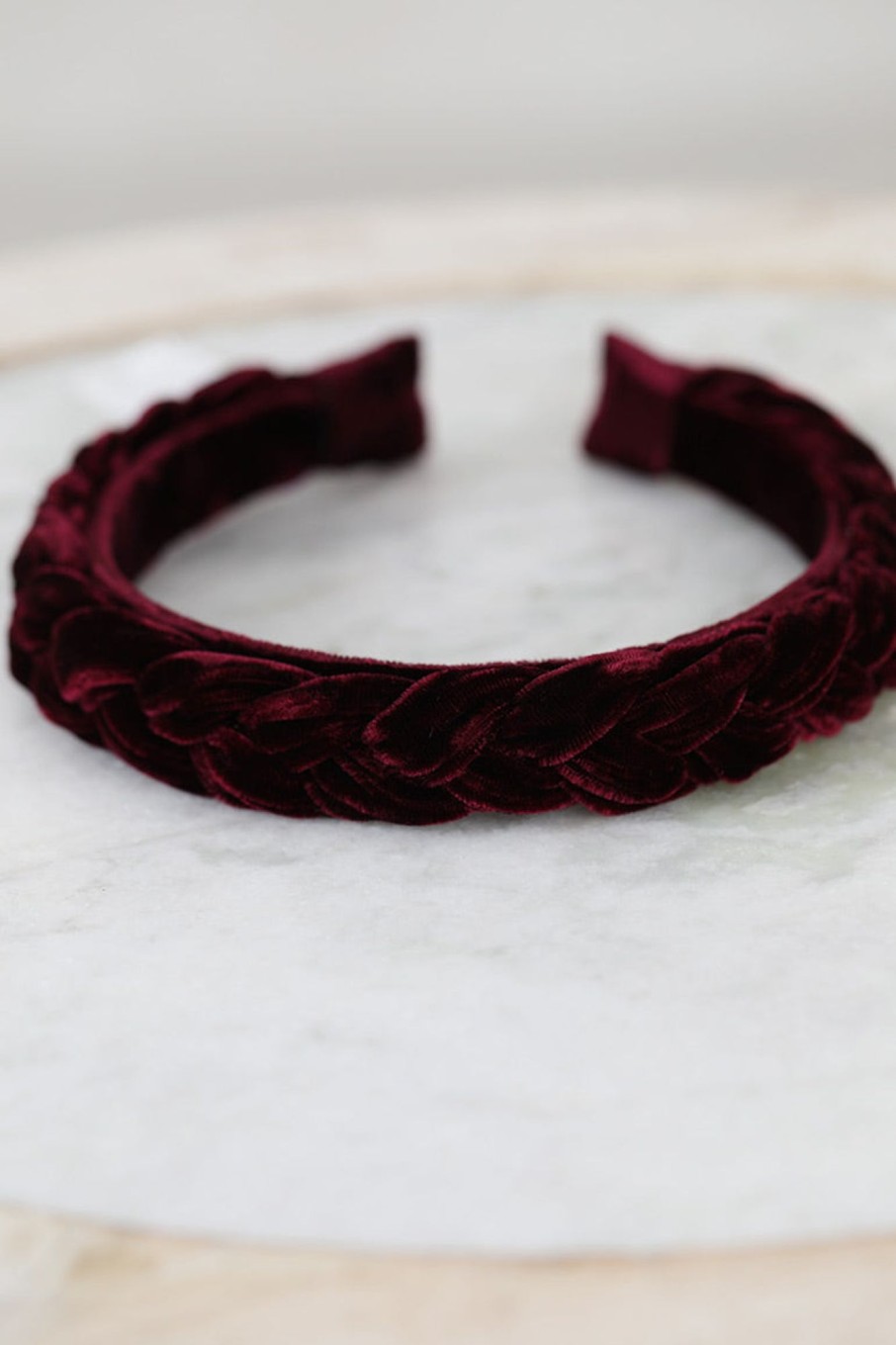 Tilbehor Bondep | Hairband Braided Silk Velvet Bordeaux