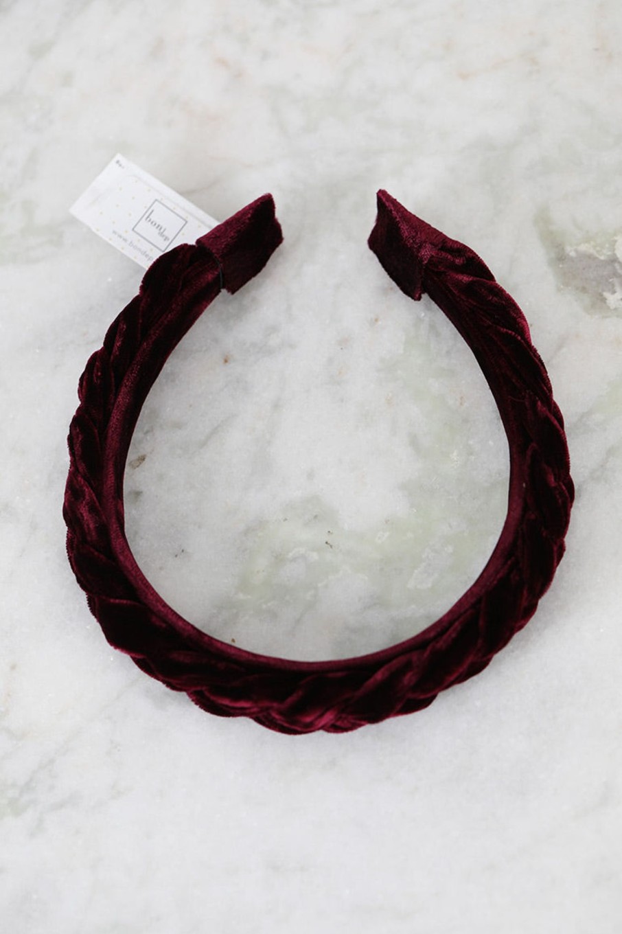 Tilbehor Bondep | Hairband Braided Silk Velvet Bordeaux