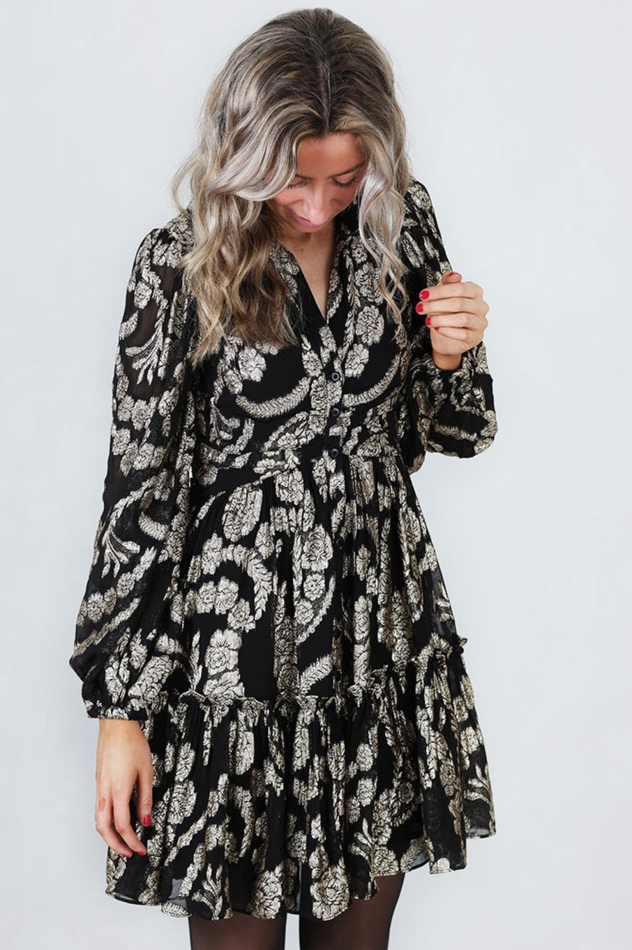 Klaer ByTiMo | Brocade Georgette Shirt Dress Black