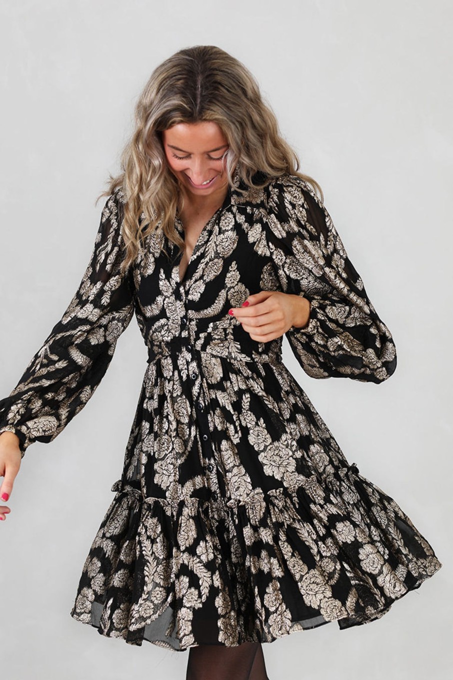 Klaer ByTiMo | Brocade Georgette Shirt Dress Black