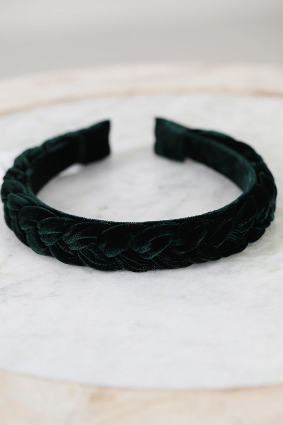 Tilbehor Bondep | Hairband Braided Silk Velvet Green