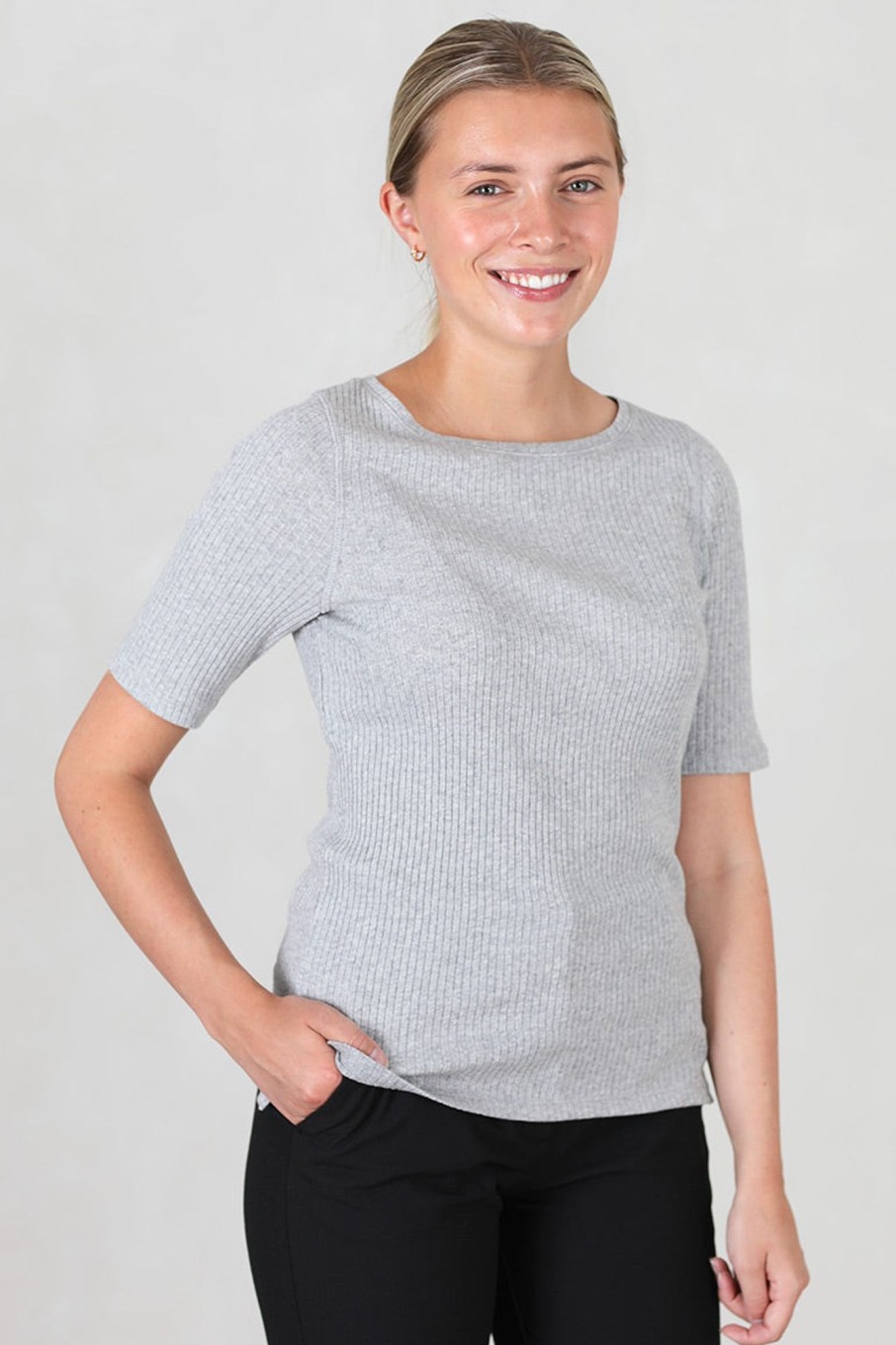 Klaer Gai + Lisva | Isa Cotton Tee Grey Melange