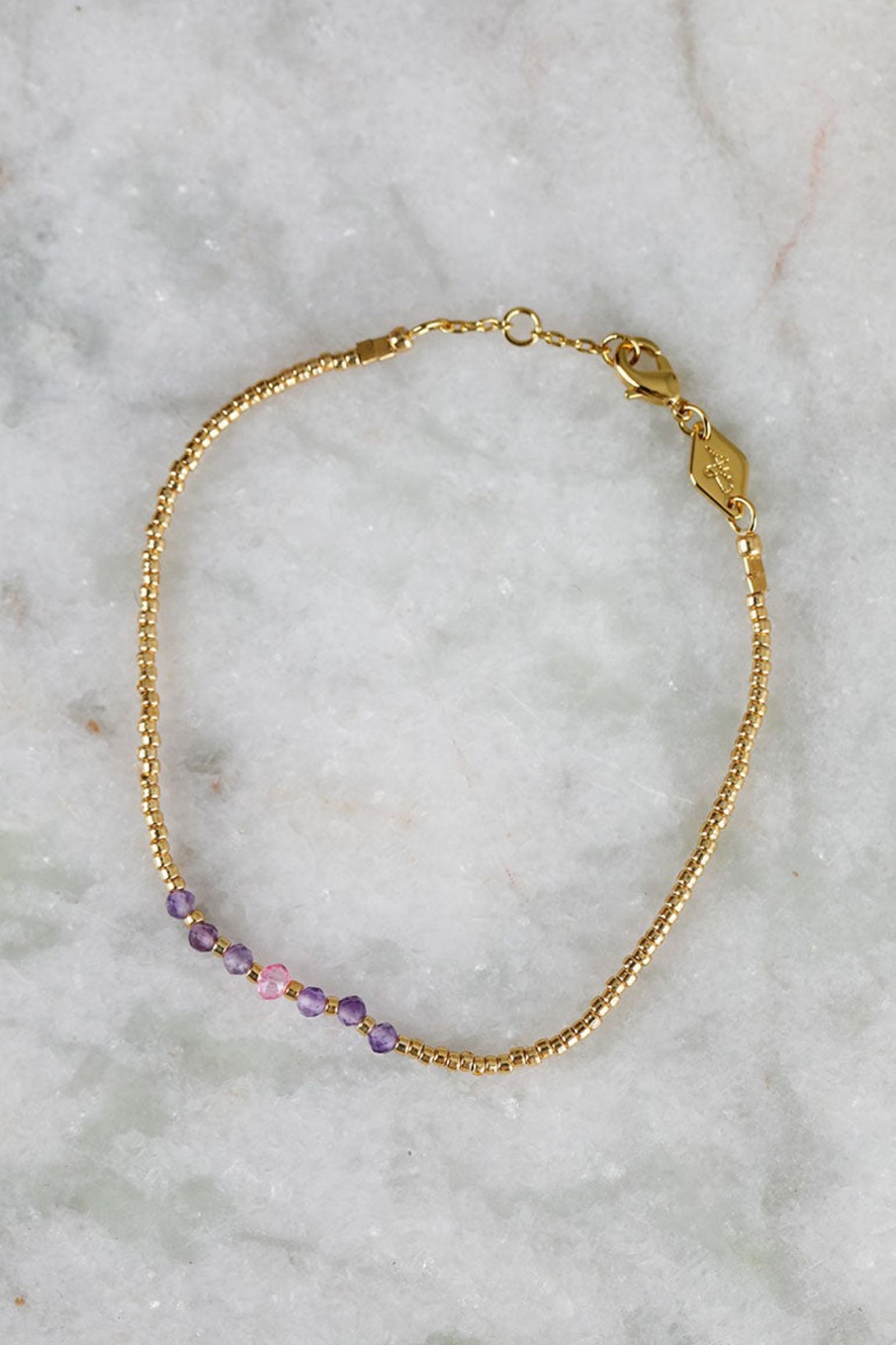 Tilbehor Anni Lu | Bead And Gem Bracelet Pink Lavender