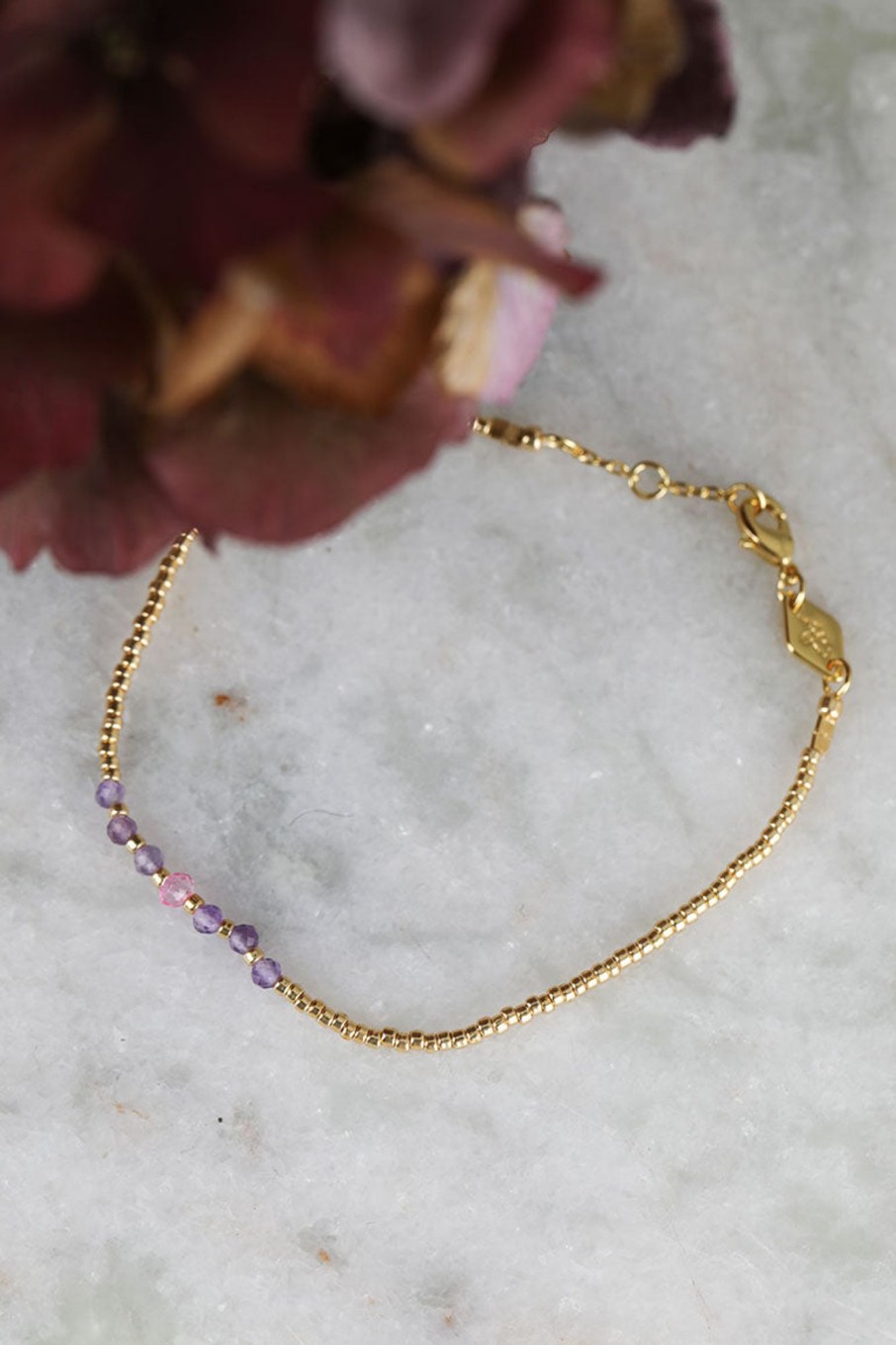 Tilbehor Anni Lu | Bead And Gem Bracelet Pink Lavender