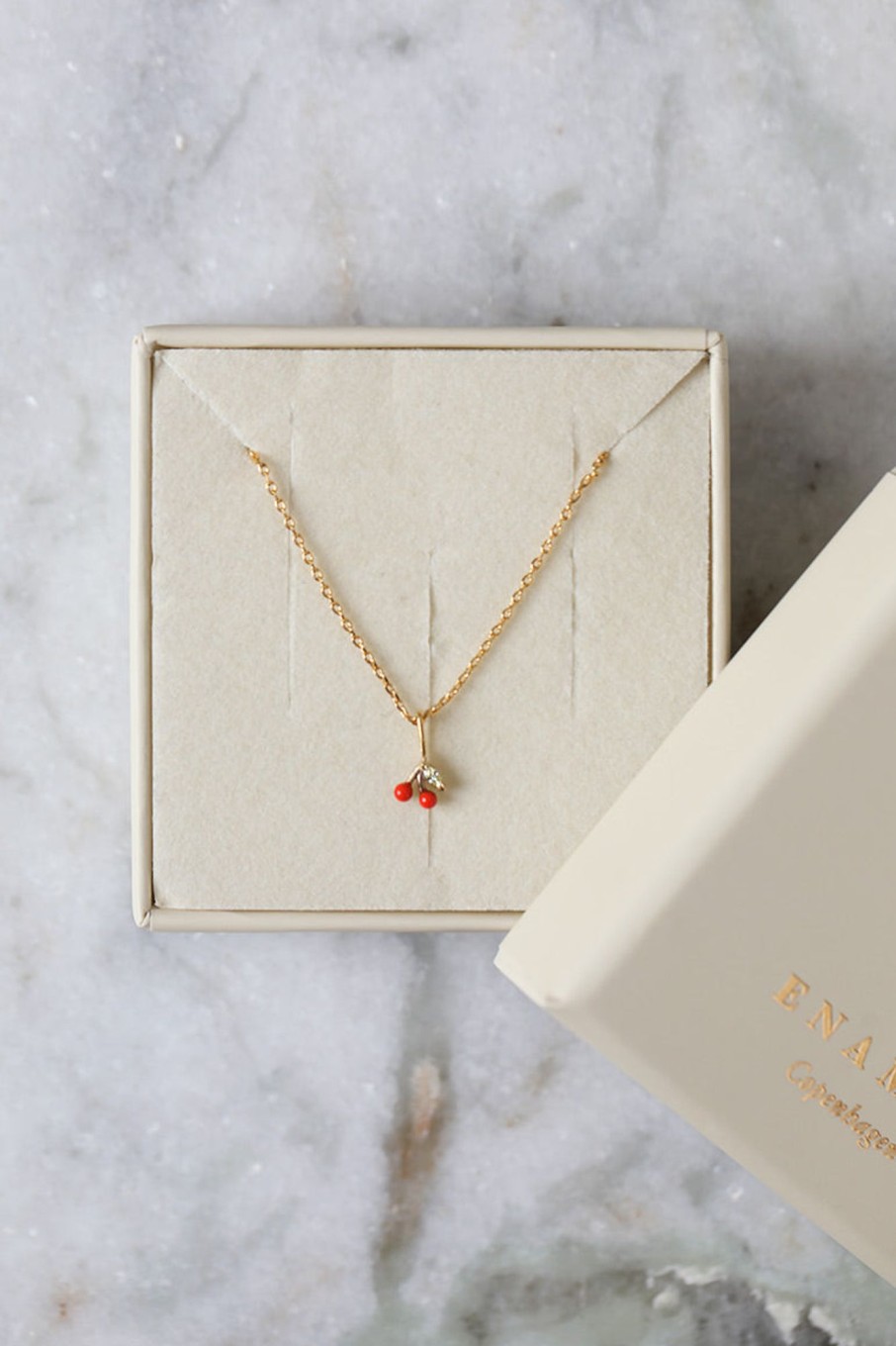 Tilbehor Enamel Copenhagen | Cherry Necklace Coral