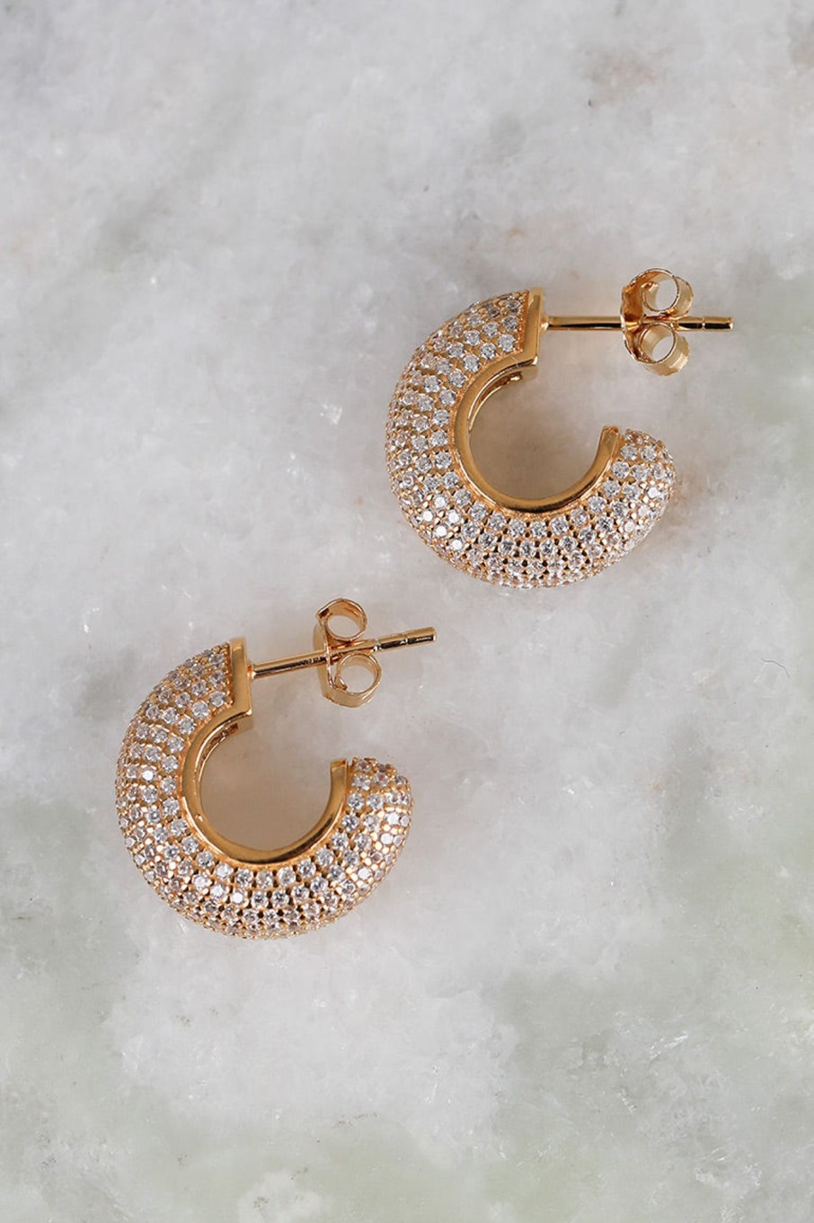 Tilbehor Enamel Copenhagen | Sparkling Luna Hoops Gold