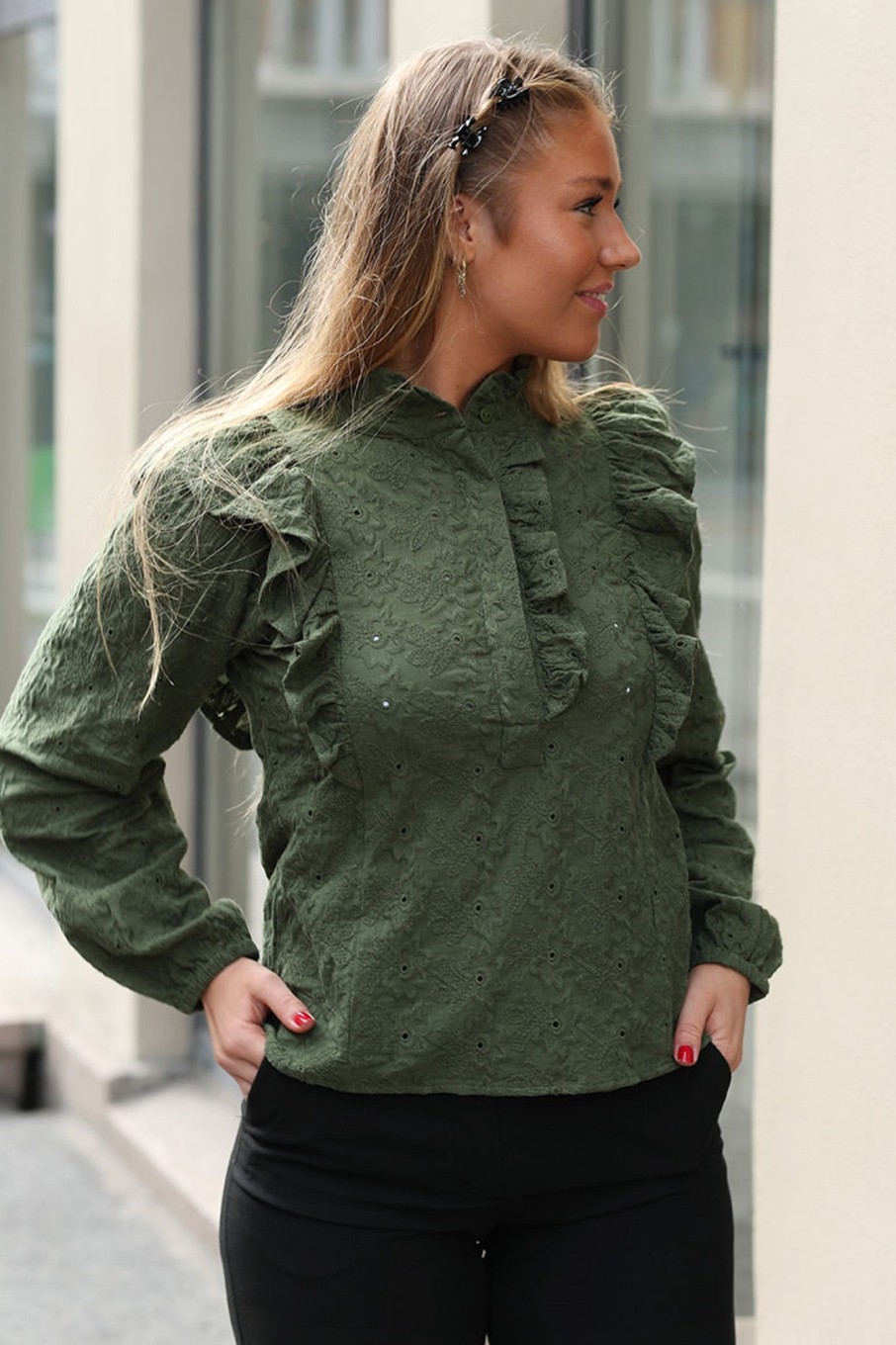 Klaer Missmaya | Maya Blouse Broderie Green