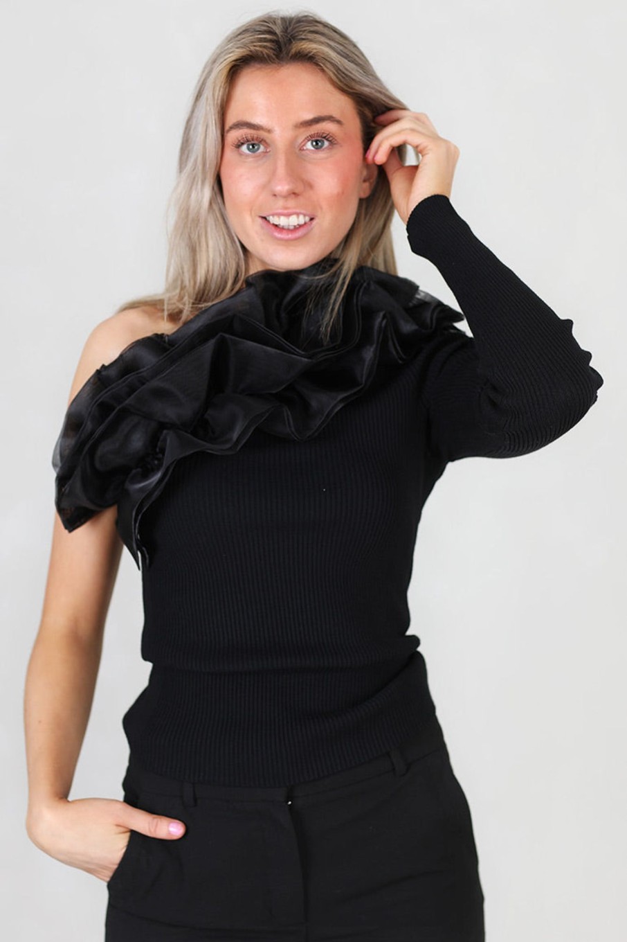 Klaer Norr | Sherry Organza Knit Top Black