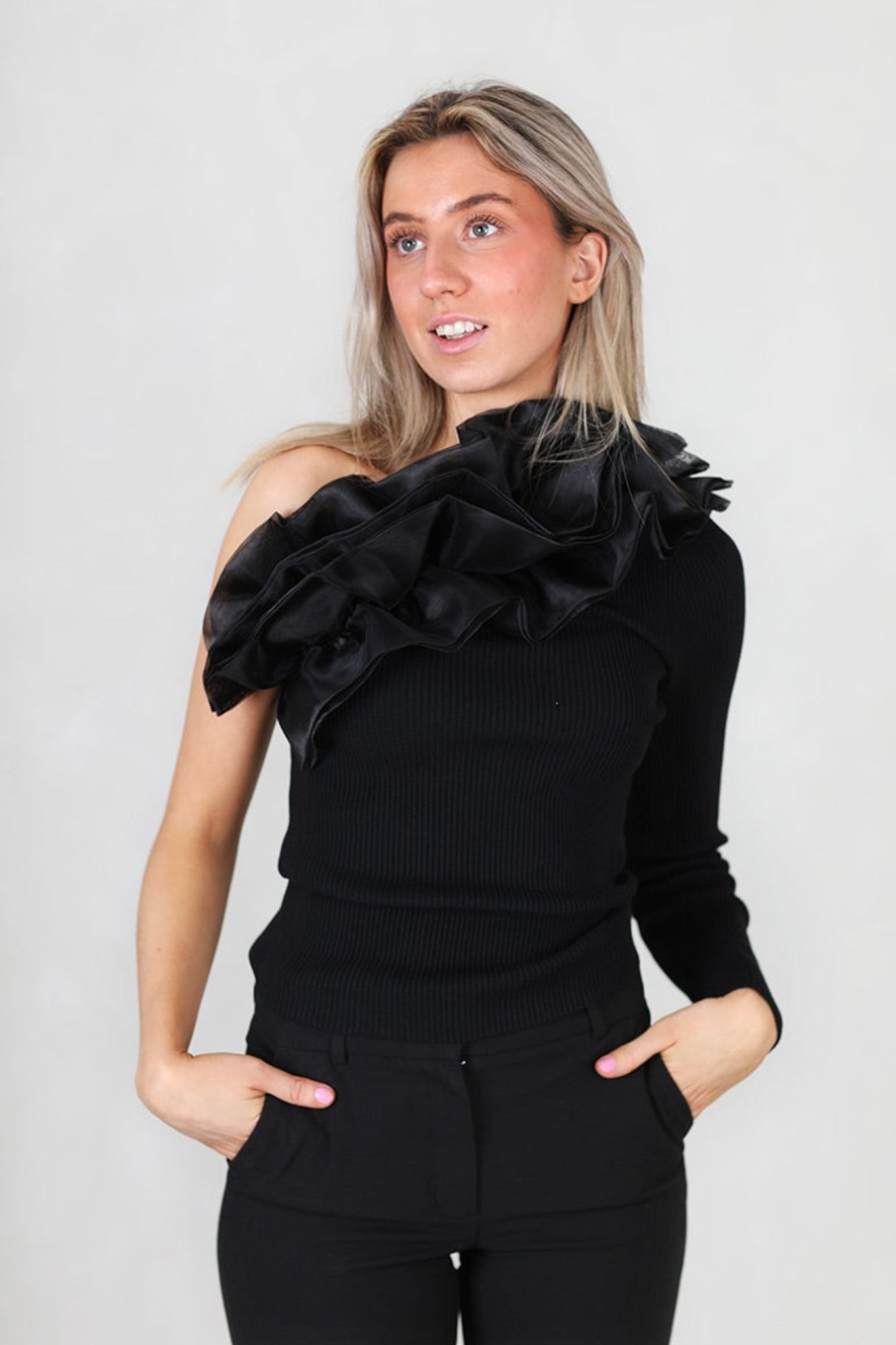 Klaer Norr | Sherry Organza Knit Top Black