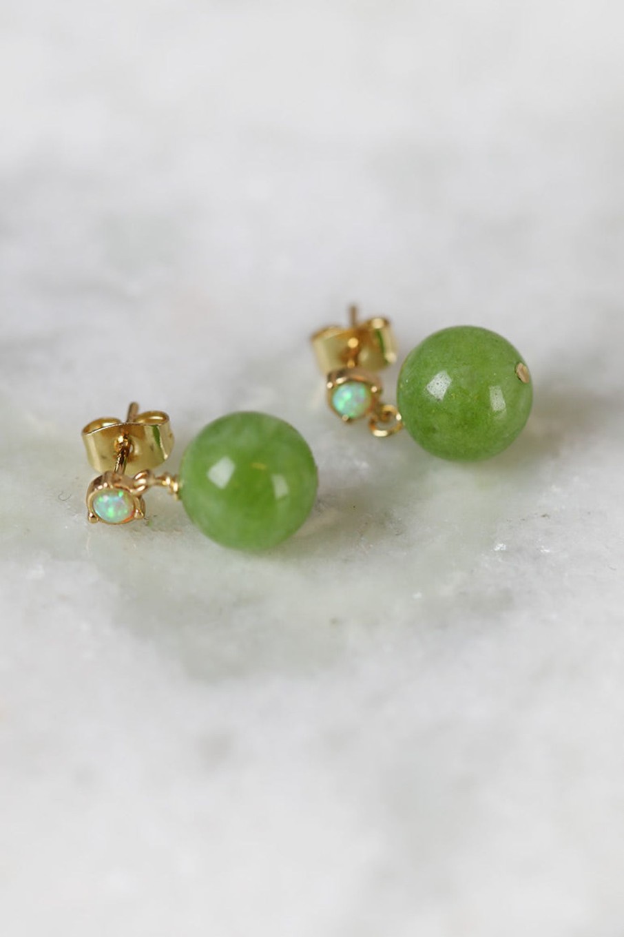 Tilbehor Anni Lu | Green Bowl Gold Earring