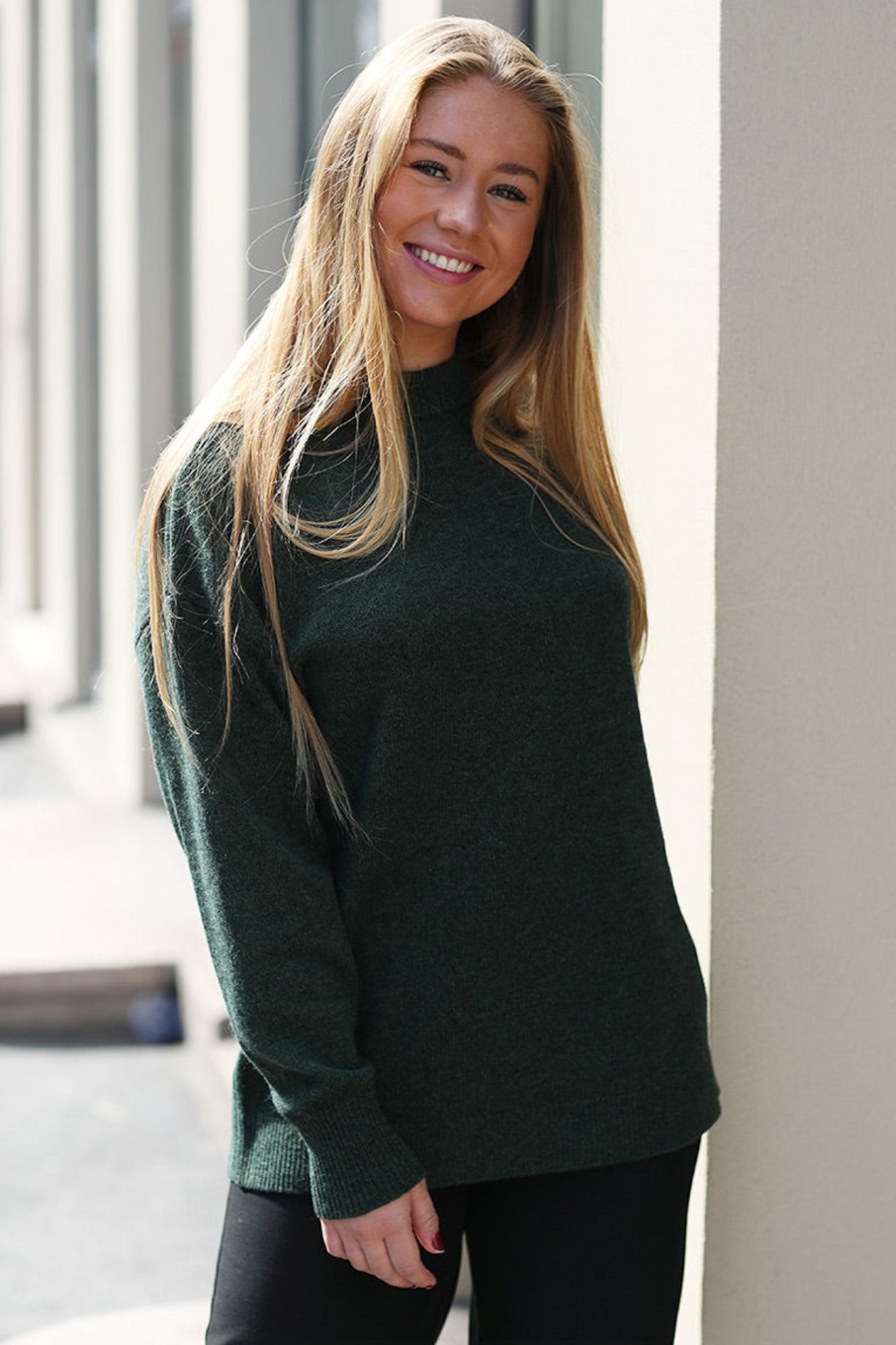 Klaer Norr | Sinna O-Neck Sweater Dark Green Melange