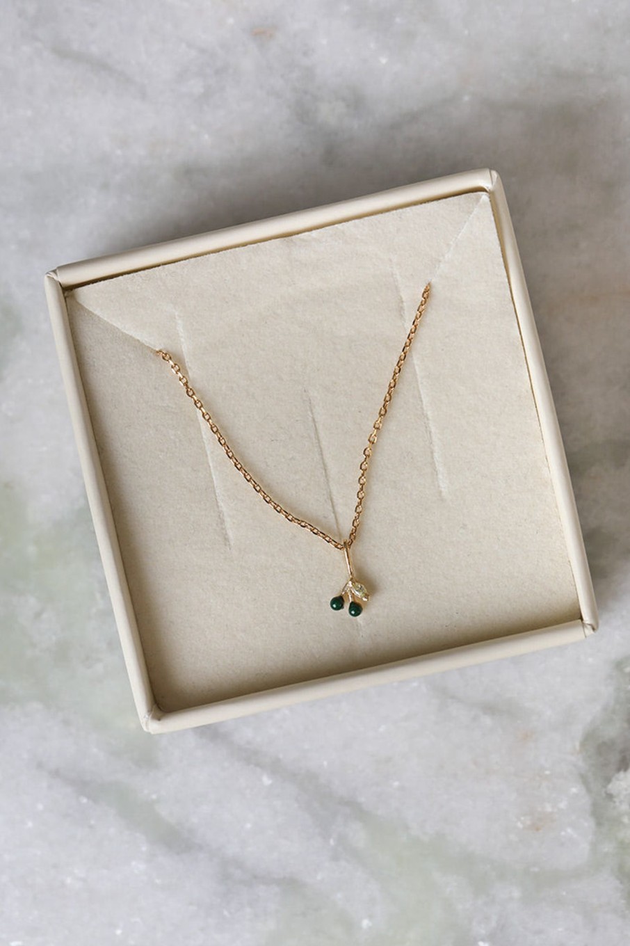 Tilbehor Enamel Copenhagen | Cherry Necklace Petrol Green