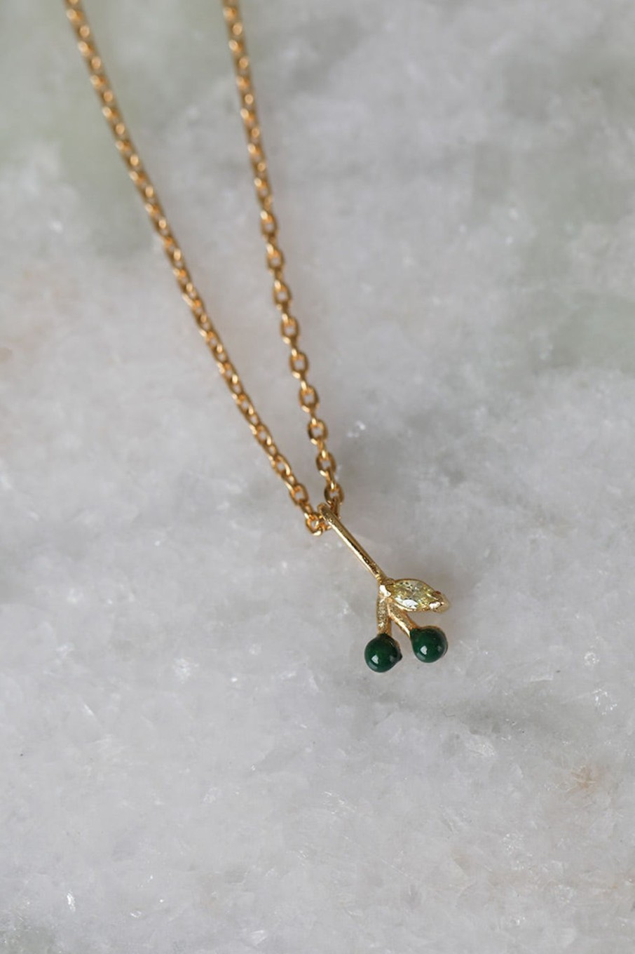 Tilbehor Enamel Copenhagen | Cherry Necklace Petrol Green