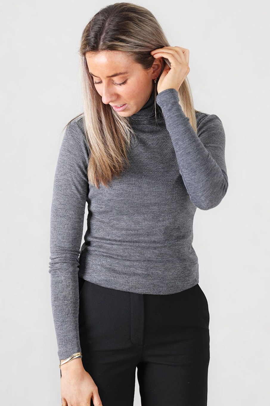 Klaer Julie Josephine | Camilla Wool Polo Mid Grey