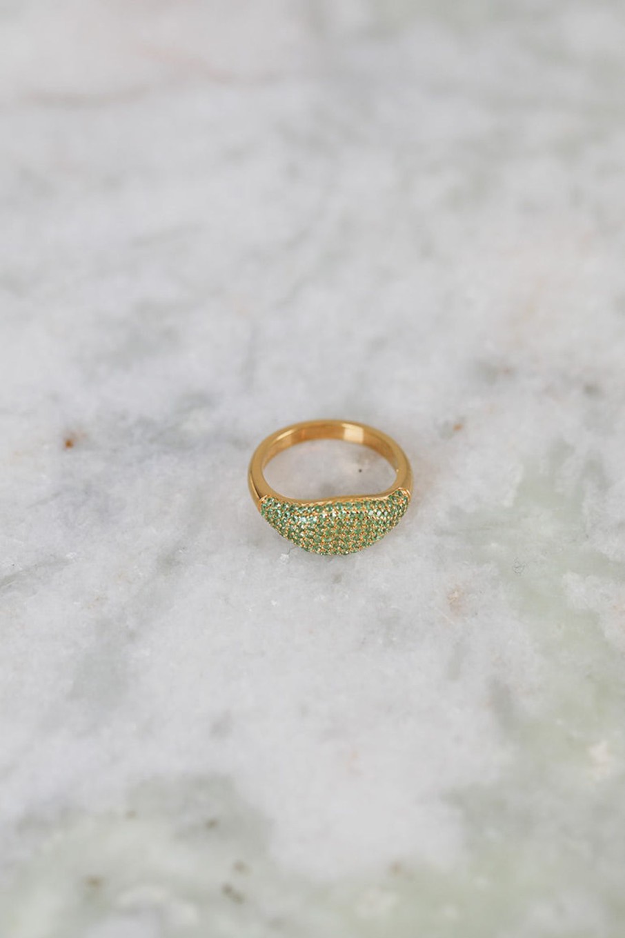 Tilbehor Enamel Copenhagen | Sparkling Mary Ring Green Cz